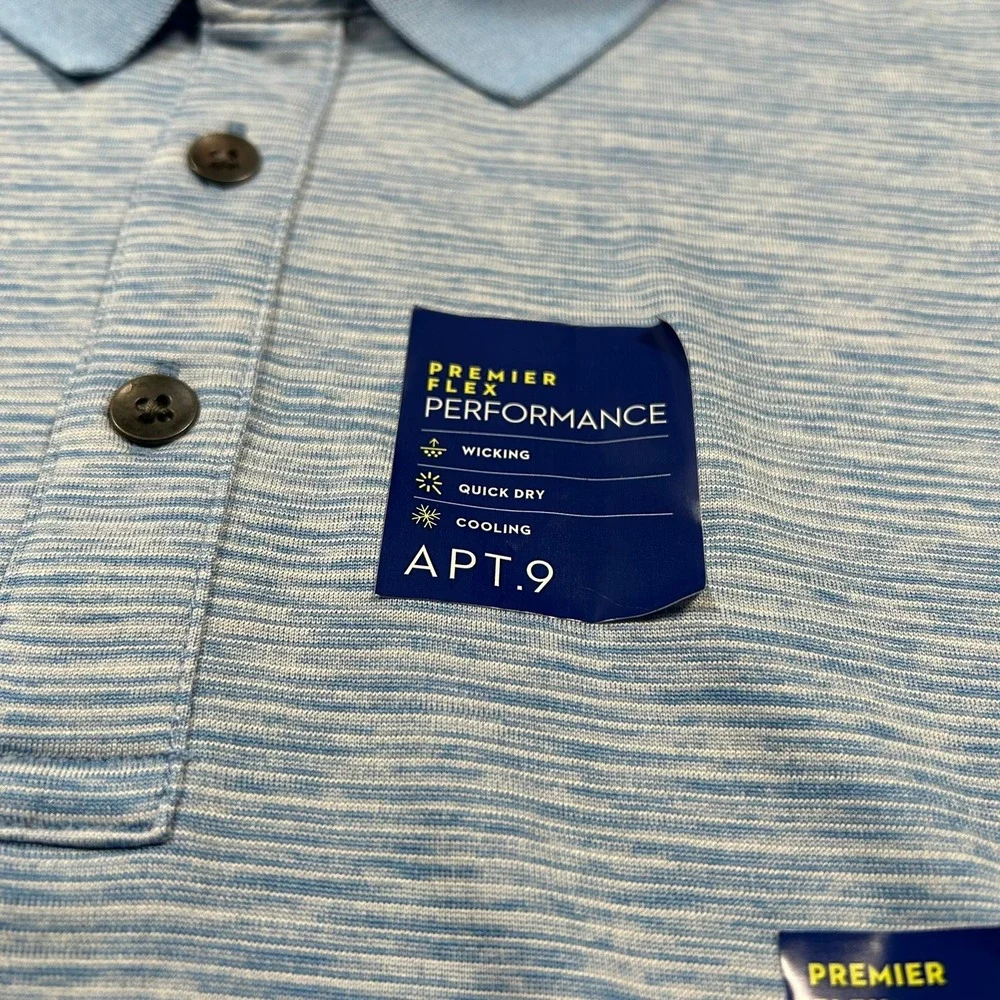Apt 9 Polo XXLT Blue Premier Flex Performance Short Sleeve Space Dye 2XLT New